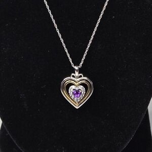 Brilliance 925 Sterling Silver with 14KY Gold Plated Genuine Amethyst Birthstone